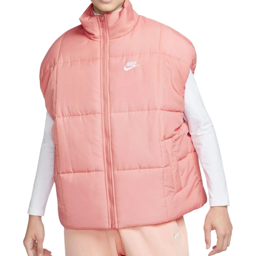 Nike NWT Sz L Red Stardust Sportswear Women Classic Puffer Therma-FIT Loose Vest